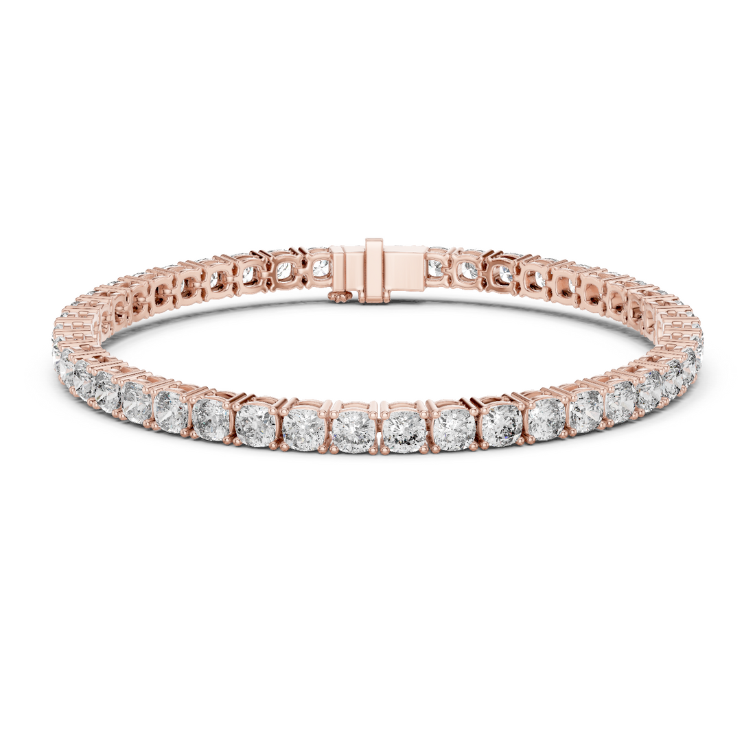 White Gold Cushion-Cut Moissanite Tennis Bracelet – Luxe Diamond-Inspired Sparkle