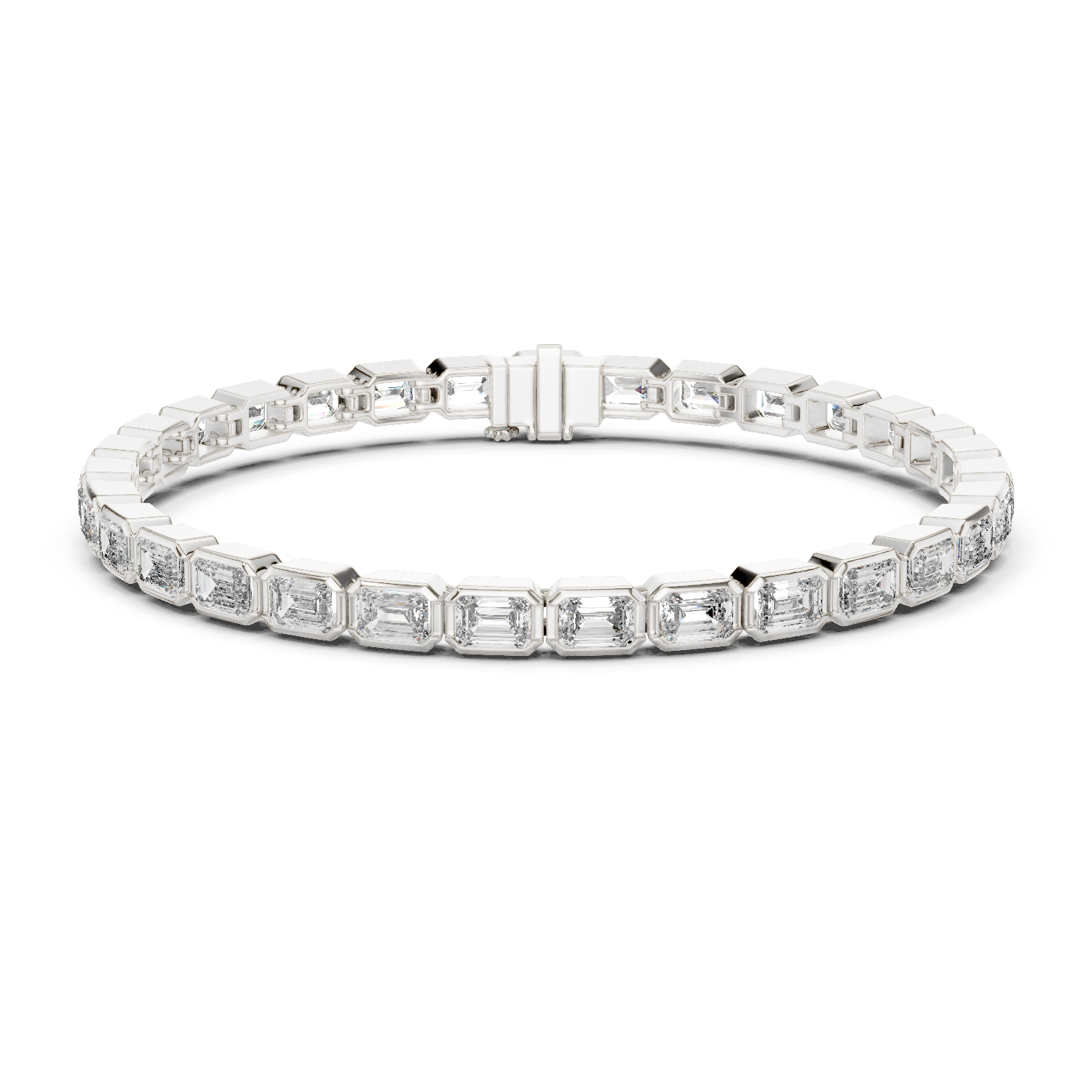 Rose Gold Emerald-Cut Moissanite Tennis Bracelet – Sleek Geometric Diamond Elegance