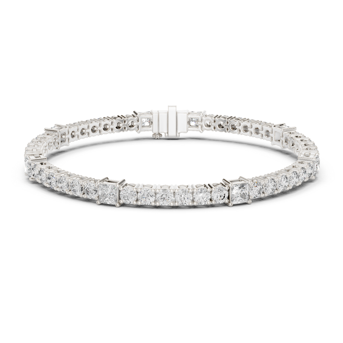 Yellow Gold Mixed Shape Moissanite Tennis Bracelet – Alternating Diamond Luxe Design