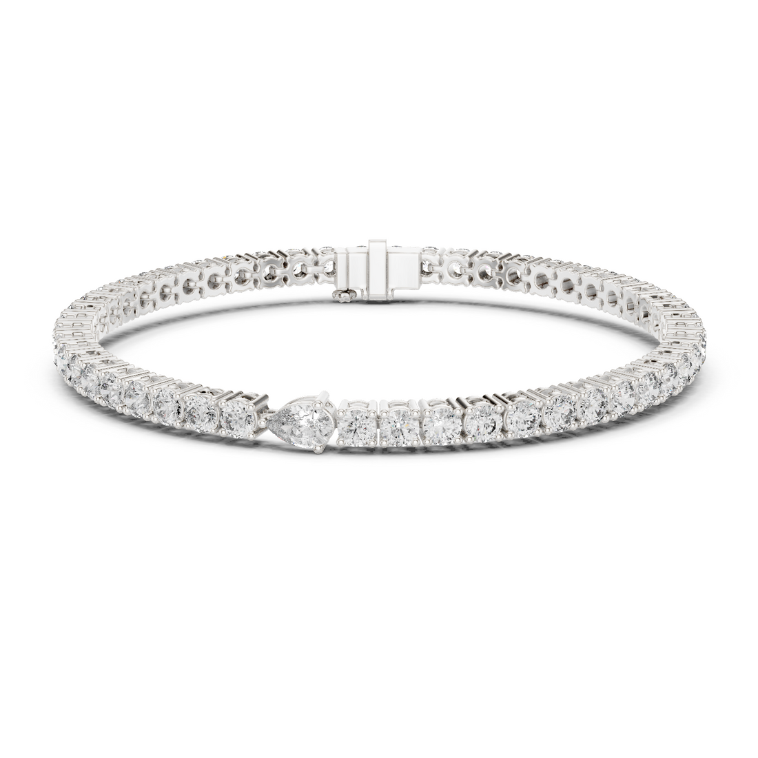 White Gold Classic Moissanite Tennis Bracelet – Timeless Round-Cut Diamond Sparkle