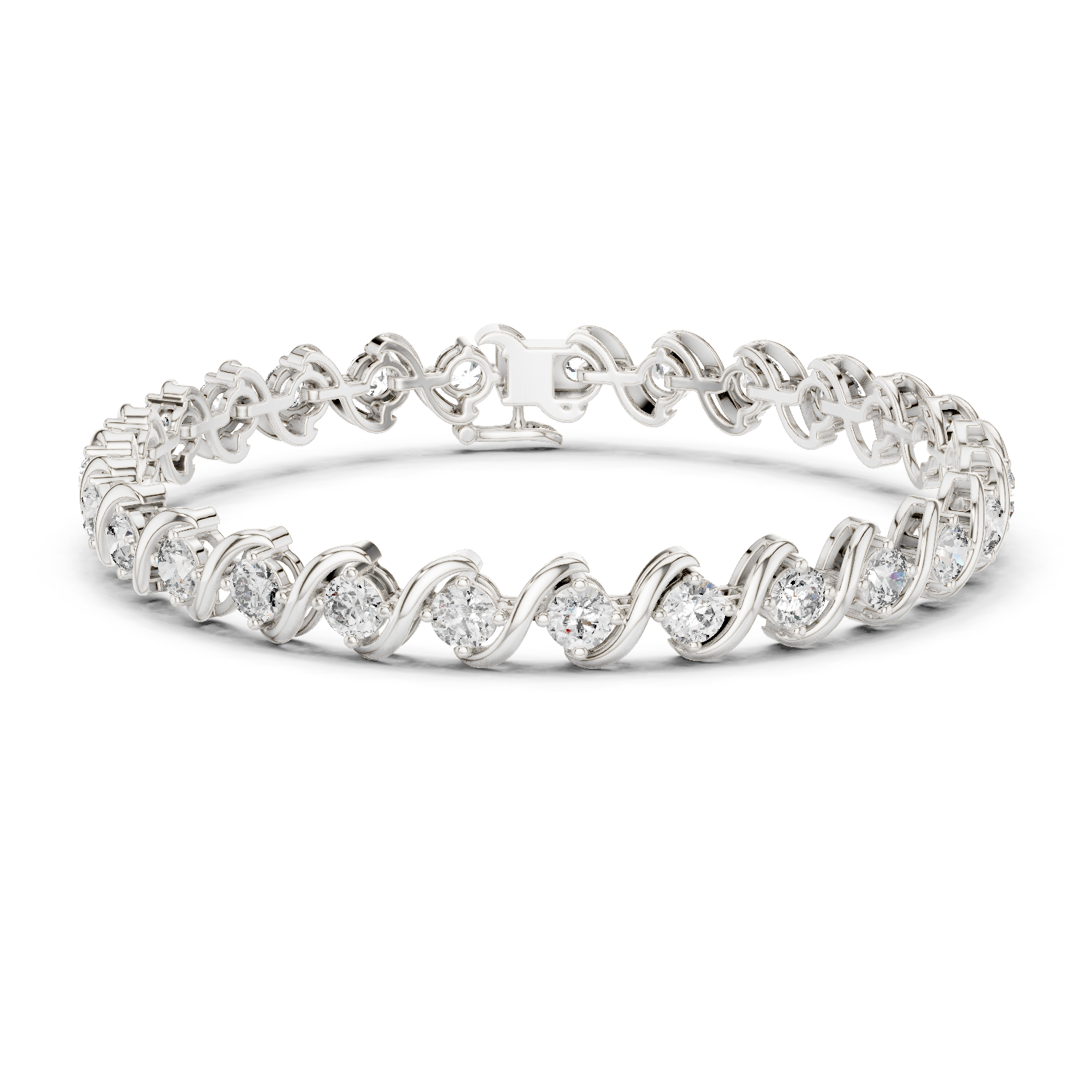 Rose Gold Wave Design Moissanite Bracelet – Elegant Twisted Diamond Sparkle