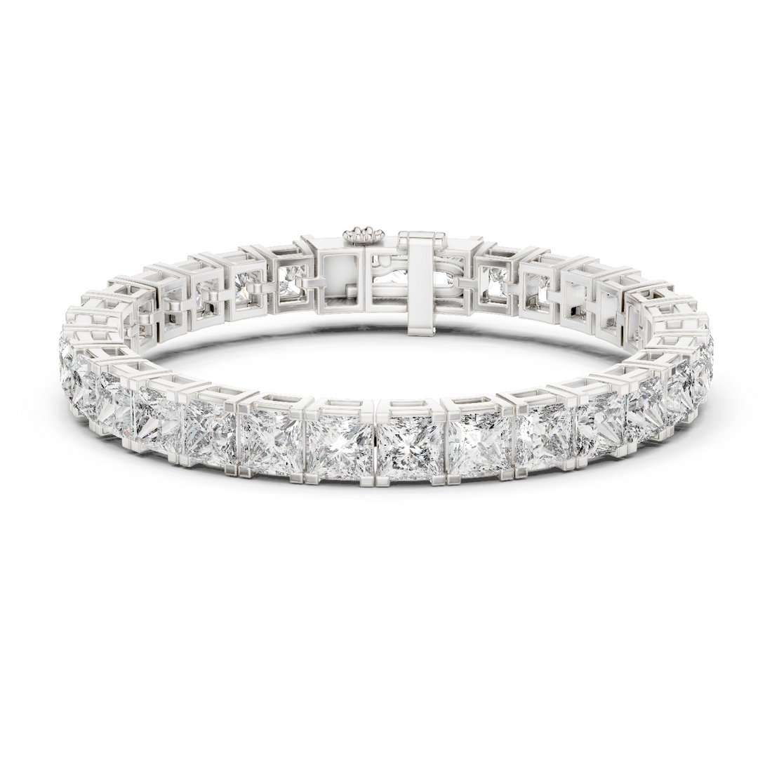 White Gold Princess-Cut Moissanite Tennis Bracelet – Bold Square Diamond Brilliance