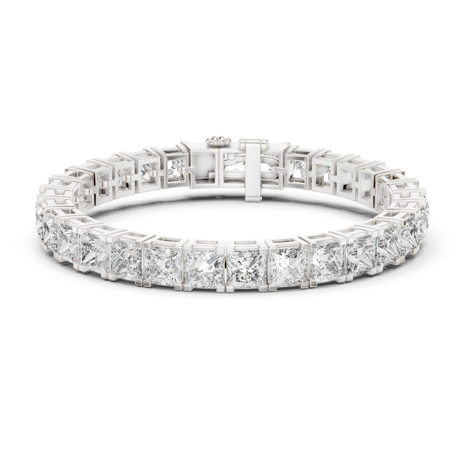 White Gold Princess-Cut Moissanite Tennis Bracelet – Bold Square Diamond Brilliance