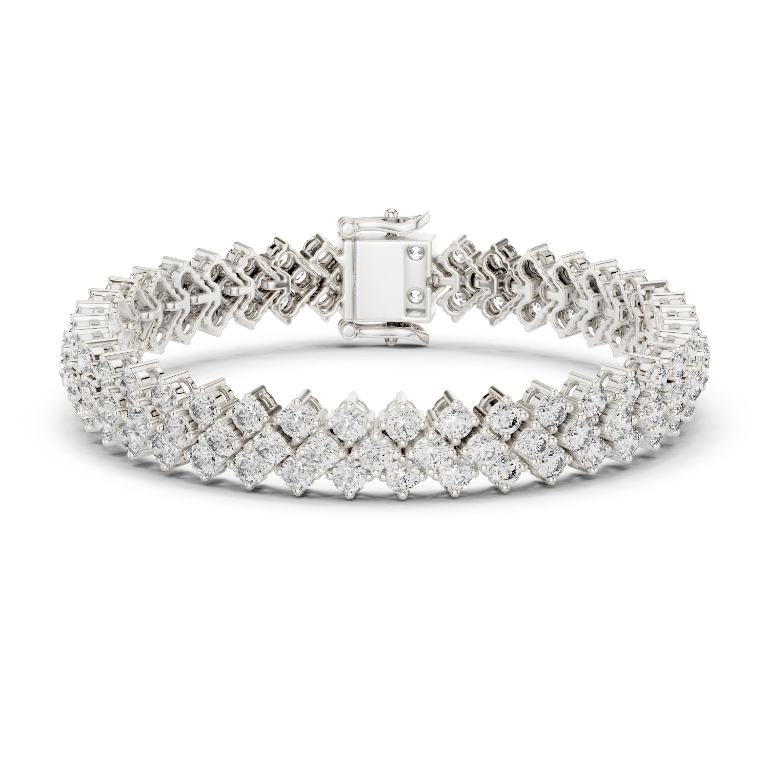 Rose Gold Double Row Moissanite Tennis Bracelet – Luxe Cluster Diamond Sparkle