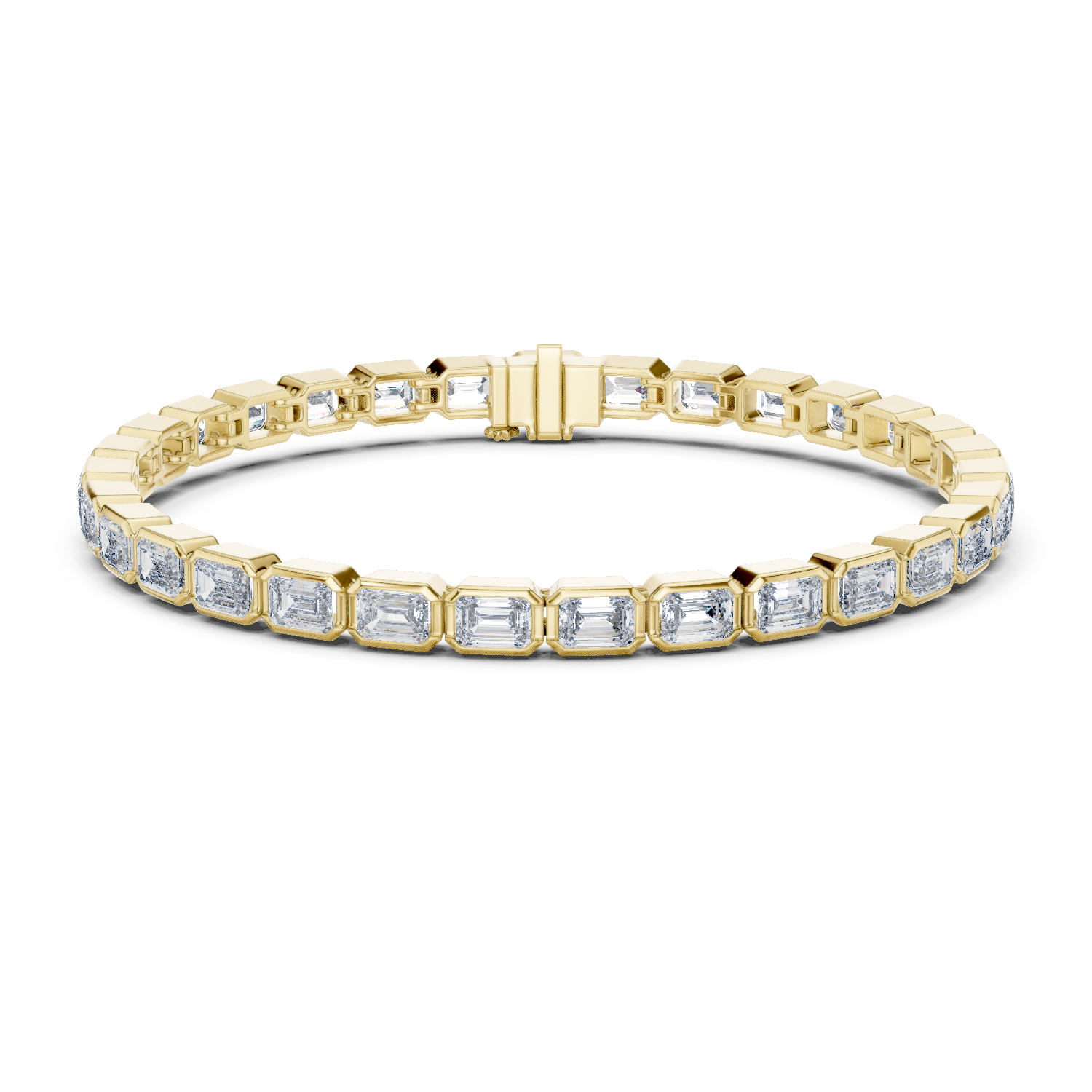 Rose Gold Emerald-Cut Moissanite Tennis Bracelet – Sleek Geometric Diamond Elegance
