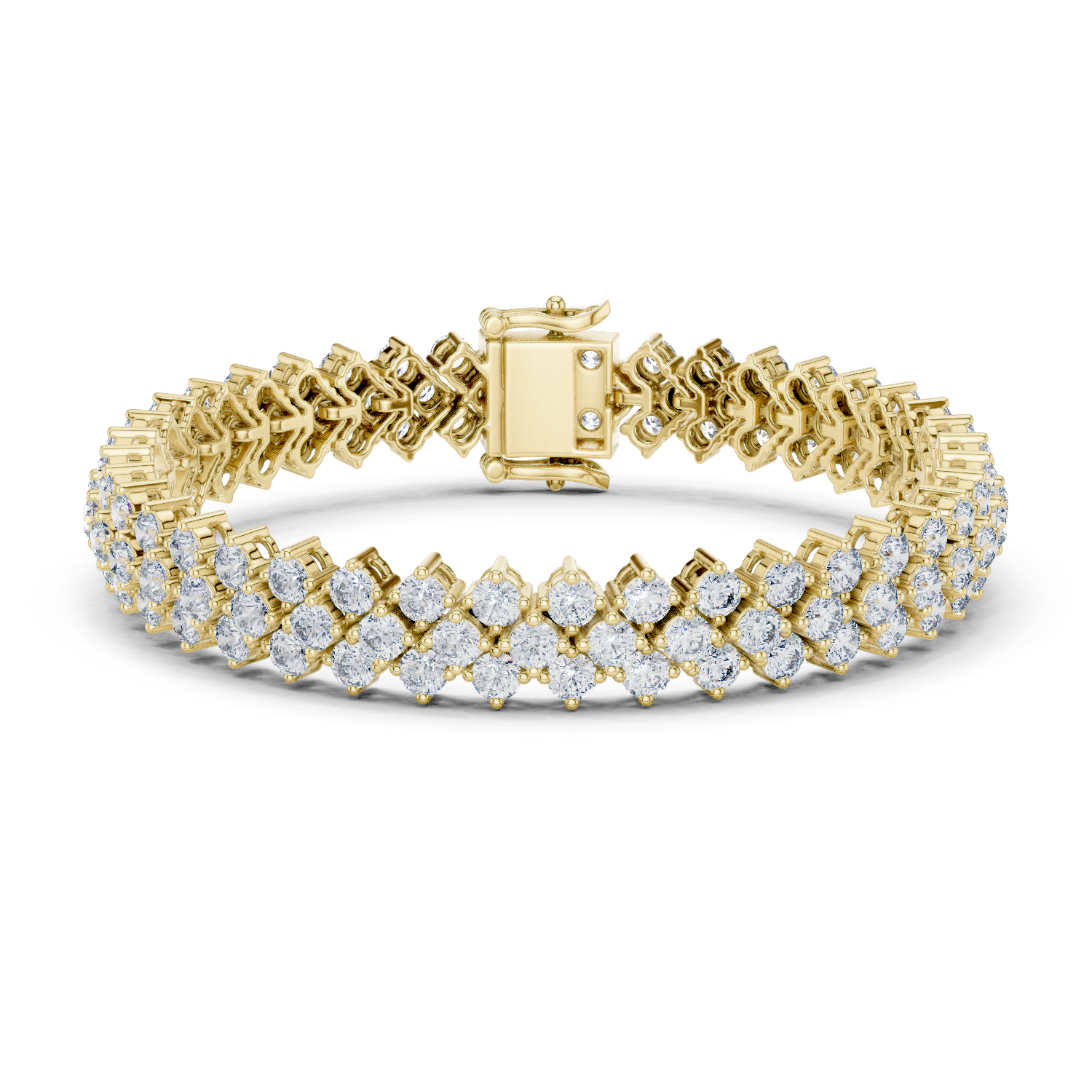 Rose Gold Double Row Moissanite Tennis Bracelet – Luxe Cluster Diamond Sparkle