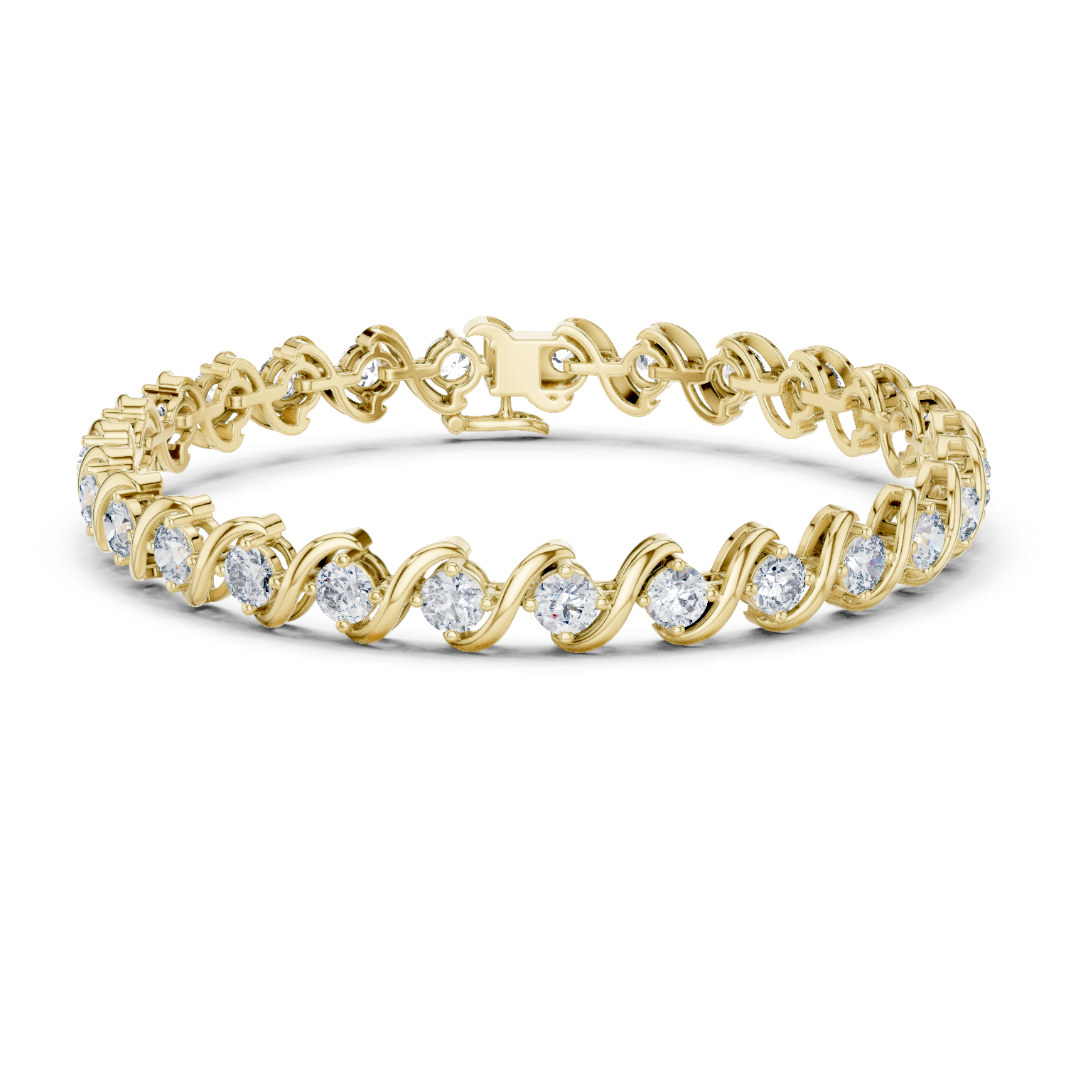 Rose Gold Wave Design Moissanite Bracelet – Elegant Twisted Diamond Sparkle
