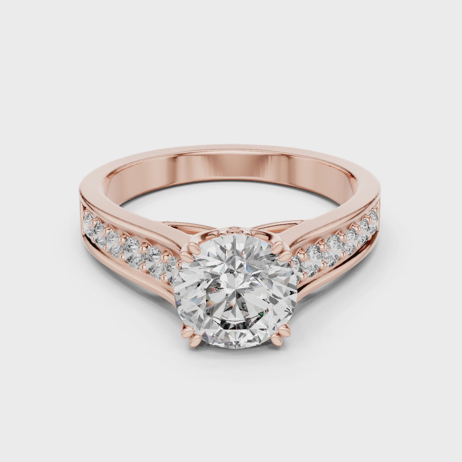 Round Cut Brilliant Moissanite Diamond VVS1 Eternity Engagement Ring