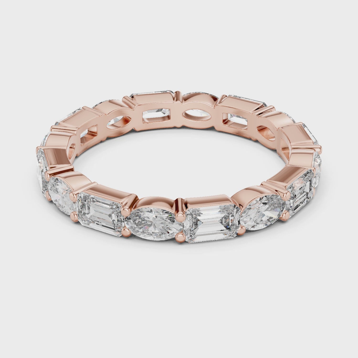 Oval & Emerald Moissanite Diamond VVS1 Eternity Wedding Band