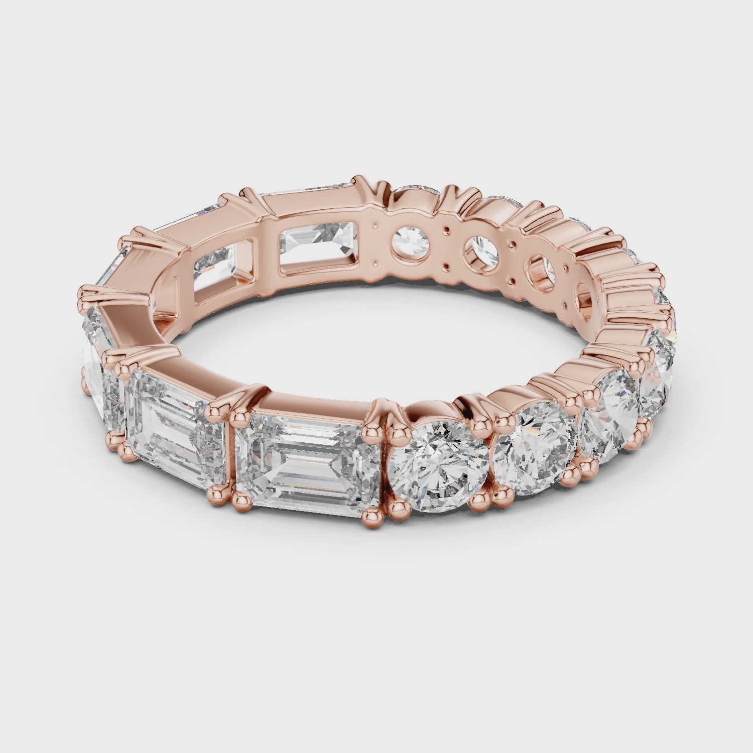 Emerald Cut & Round Brilliant Moissanite Diamond VVS1 Eternity Band