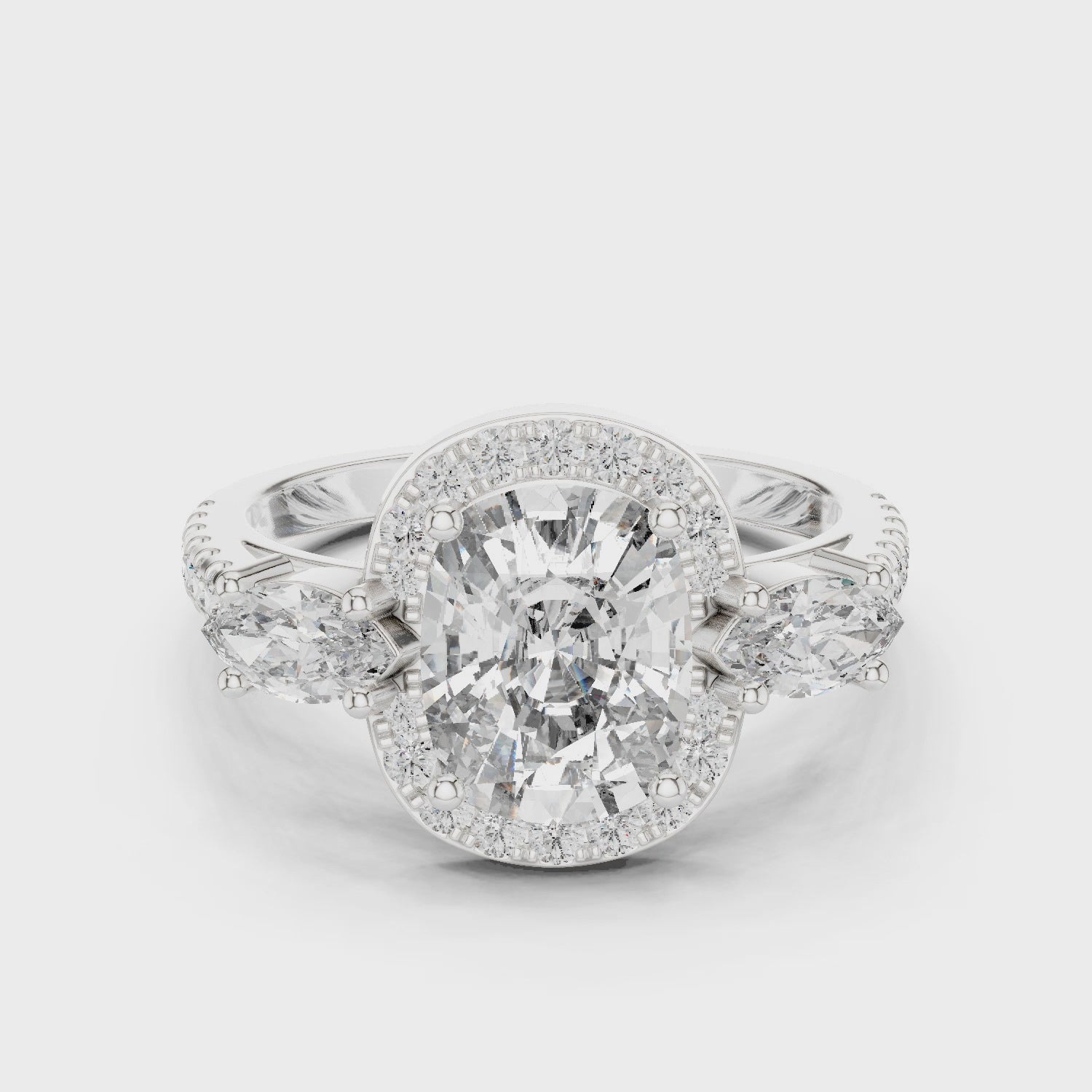 Oval & Marquise Brilliant Moissanite Diamond VVS1 Eternity Engagement Ring