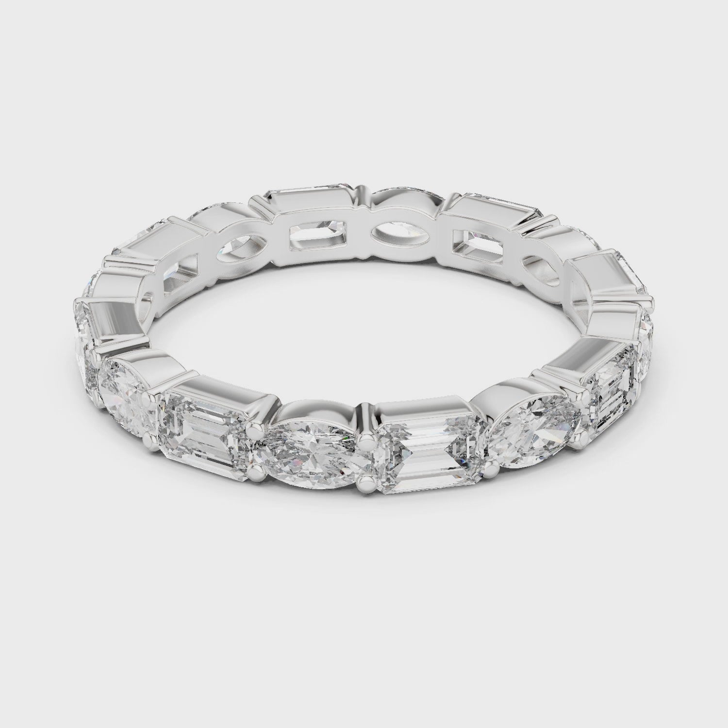 Oval & Emerald Moissanite Diamond VVS1 Eternity Wedding Band