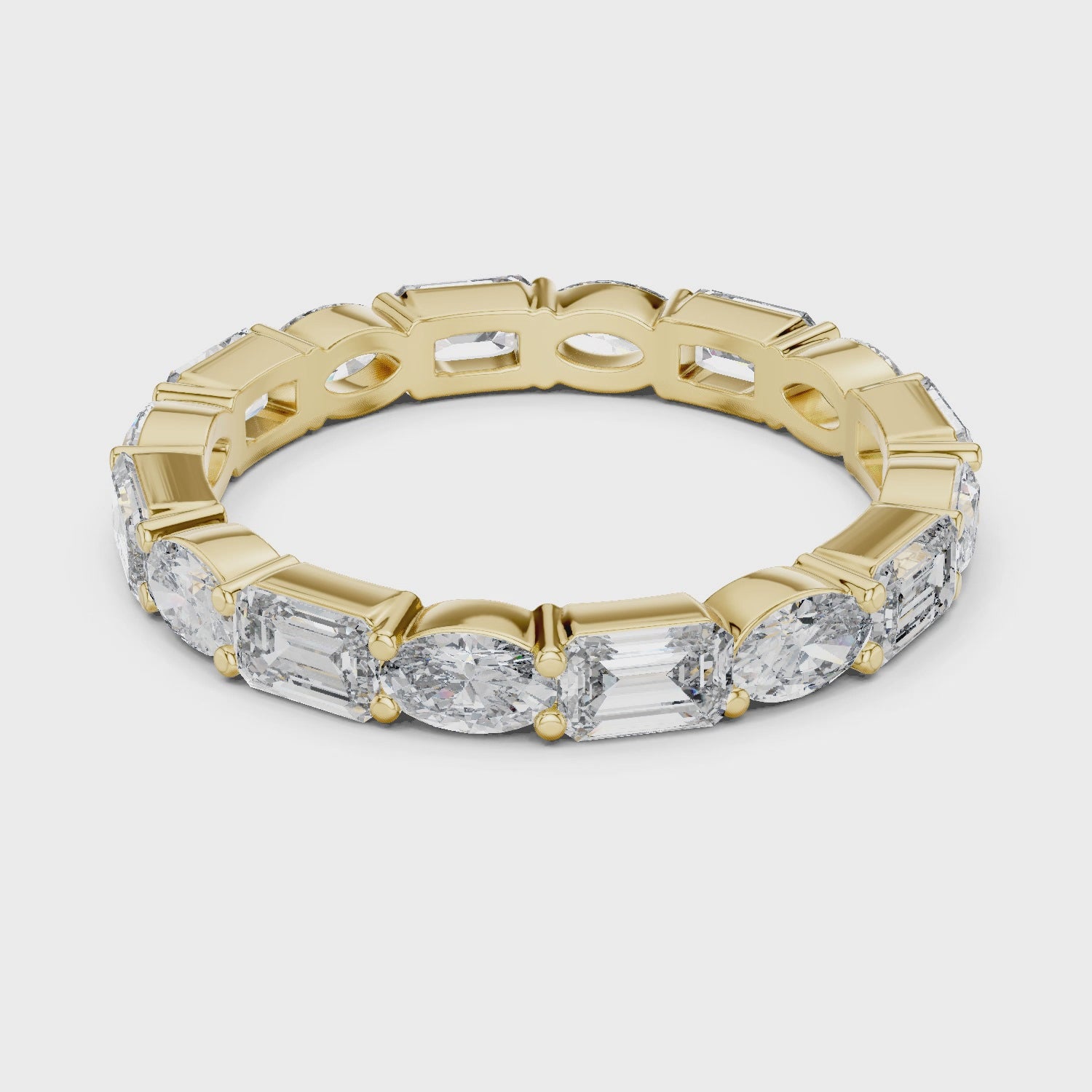 Oval & Emerald Moissanite Diamond VVS1 Eternity Wedding Band