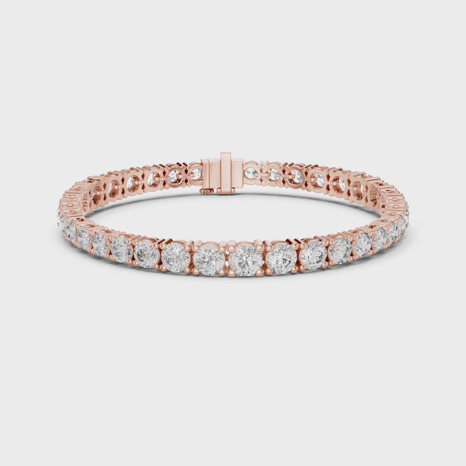 Rose Gold Round-Cut Moissanite Tennis Bracelet – Classic Prong-Set Diamond Brilliance