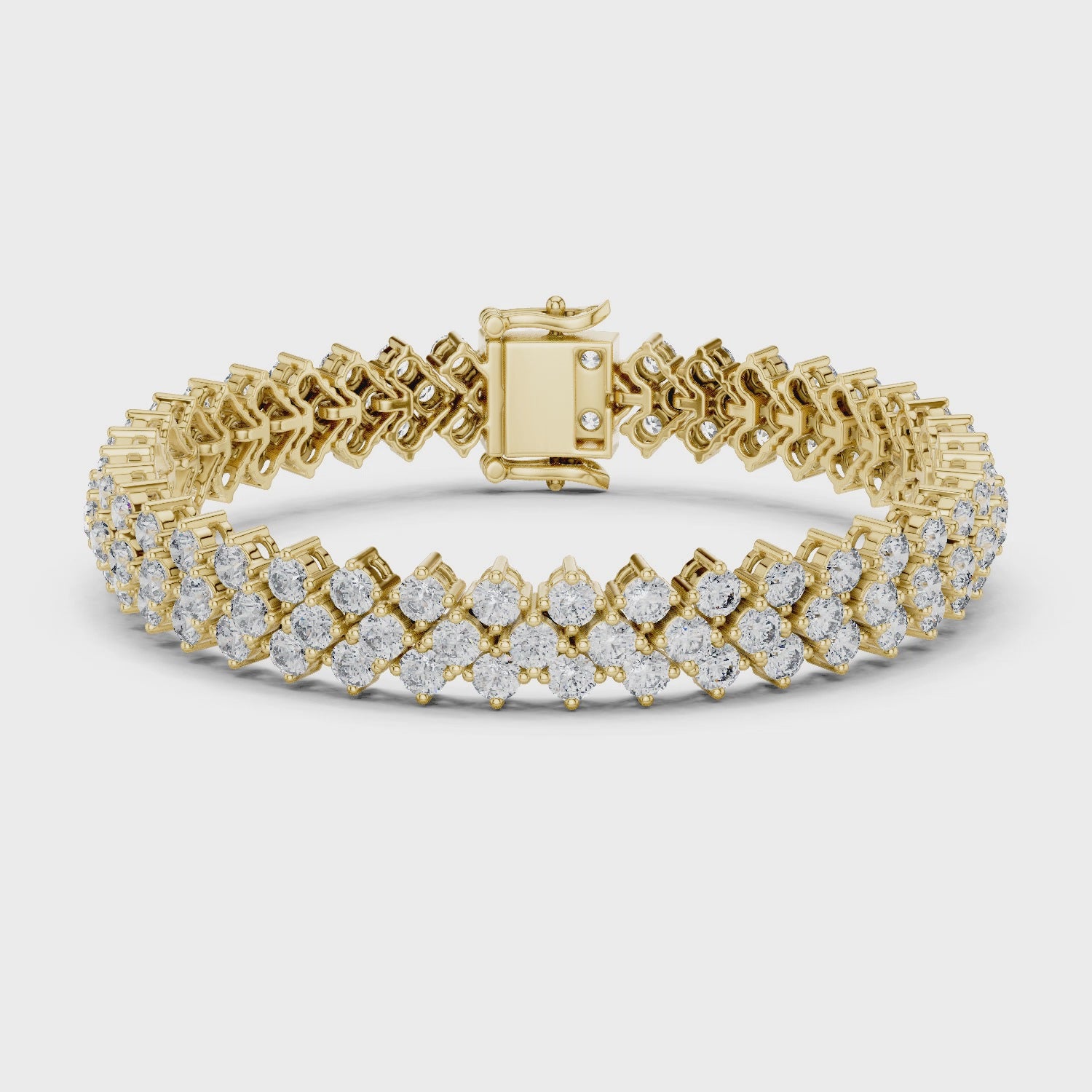 Rose Gold Double Row Moissanite Tennis Bracelet – Luxe Cluster Diamond Sparkle