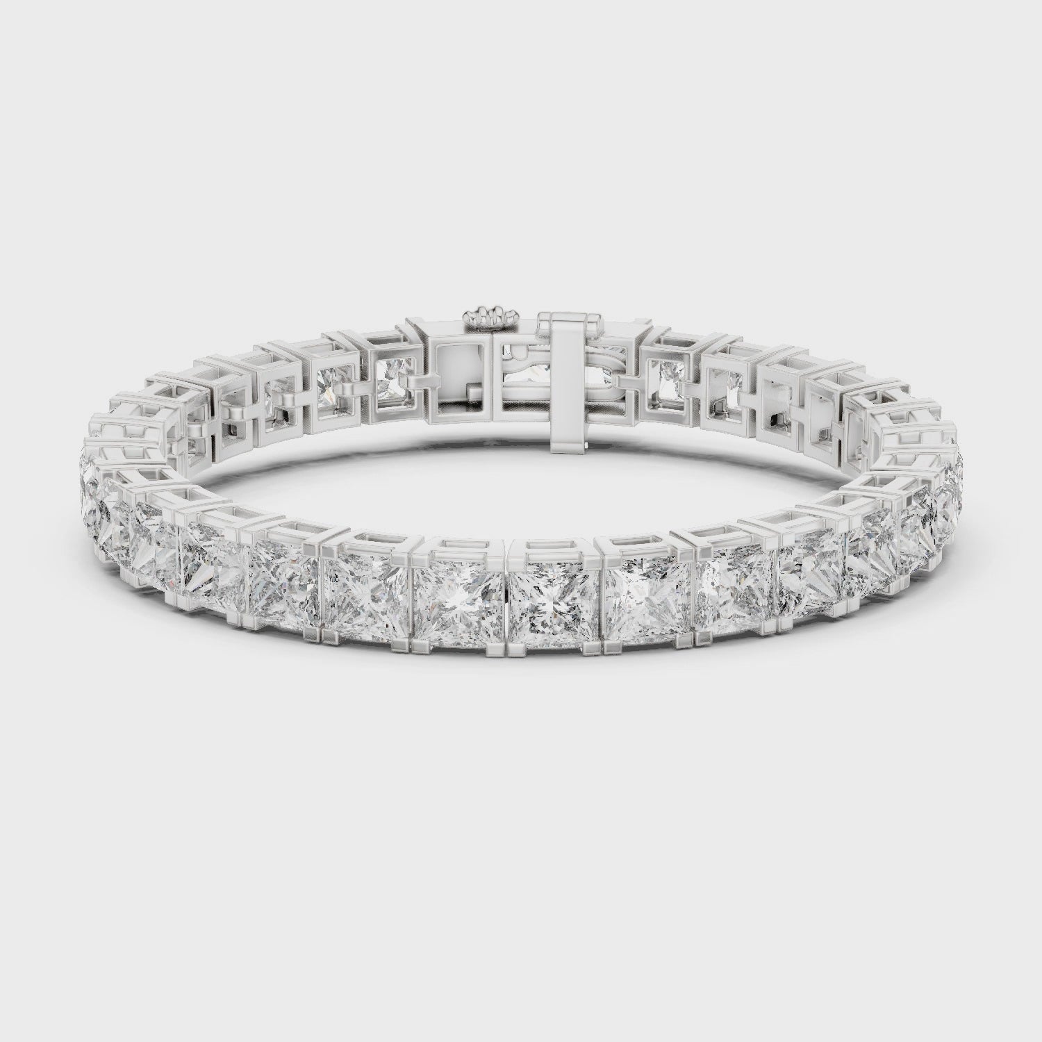 White Gold Princess-Cut Moissanite Tennis Bracelet – Bold Square Diamond Brilliance