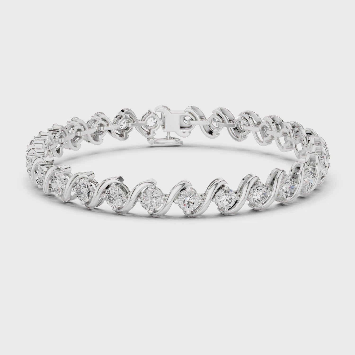 Rose Gold Wave Design Moissanite Bracelet – Elegant Twisted Diamond Sparkle