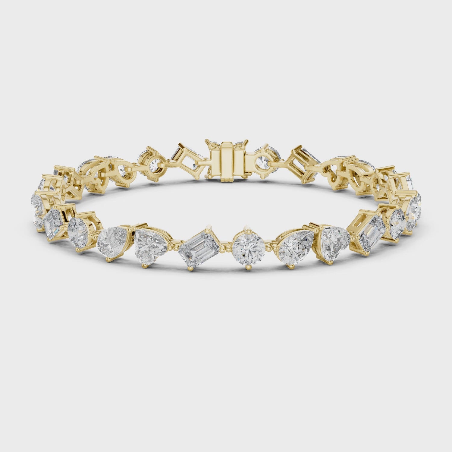 Rose Gold Multi-Cut Moissanite Tennis Bracelet Luxe Mixed Shape Diamond Sparkle