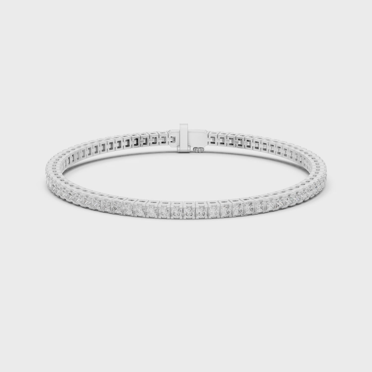 Rose Gold Princess-Cut Moissanite Tennis Bracelet – Sleek Square Diamond Elegance