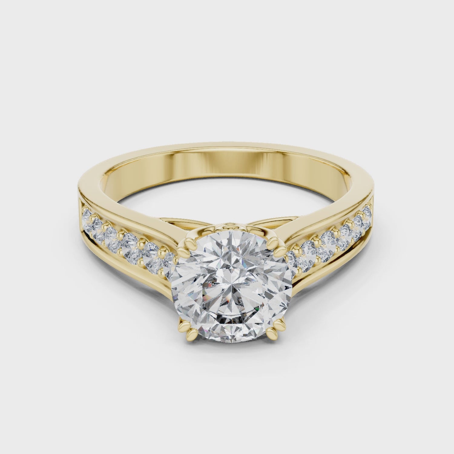 Round Cut Brilliant Moissanite Diamond VVS1 Eternity Engagement Ring