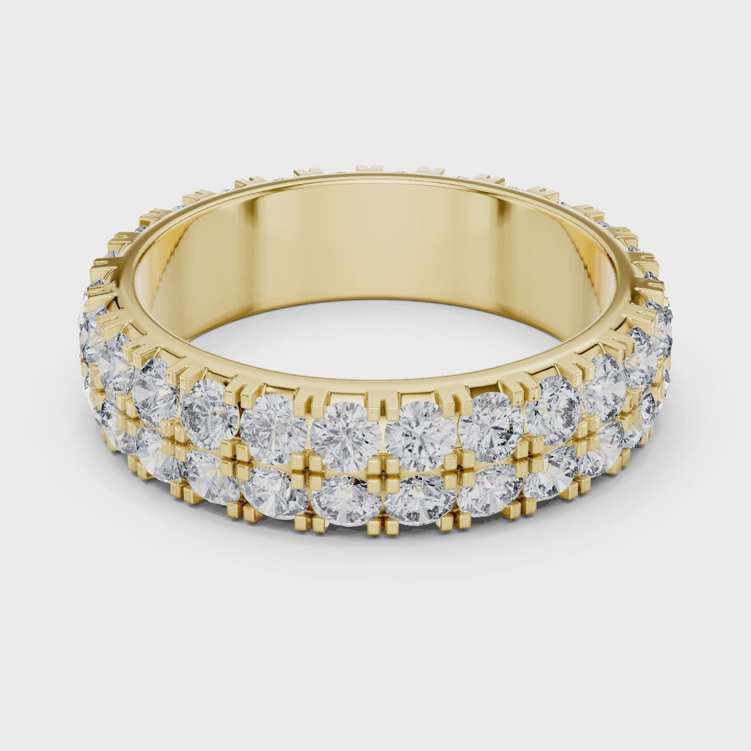Triple Row Round Brilliant Moissanite Diamond VVS1 Eternity Band