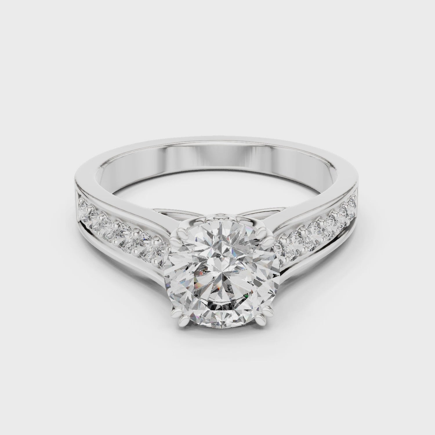 Round Cut Brilliant Moissanite Diamond VVS1 Eternity Engagement Ring