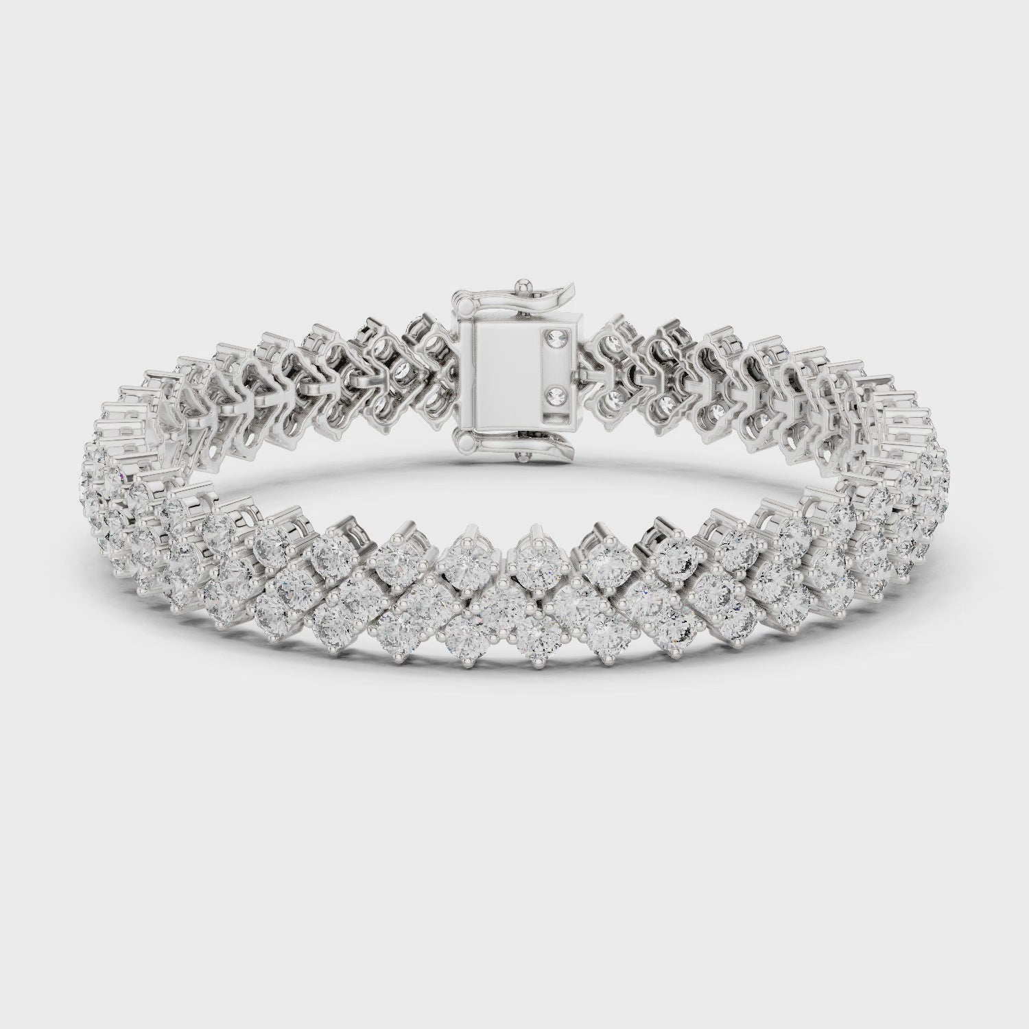 Rose Gold Double Row Moissanite Tennis Bracelet – Luxe Cluster Diamond Sparkle