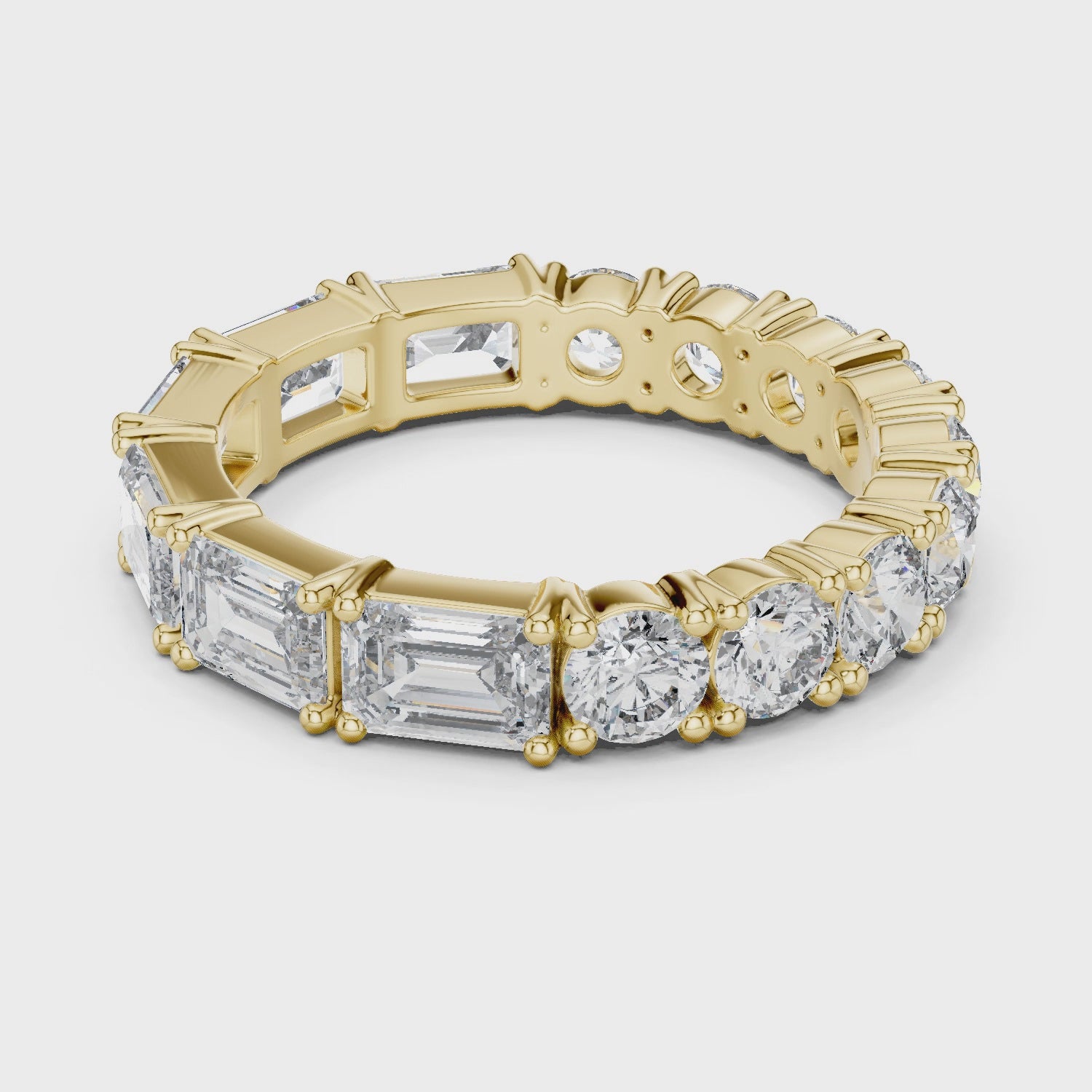 Emerald Cut & Round Brilliant Moissanite Diamond VVS1 Eternity Band