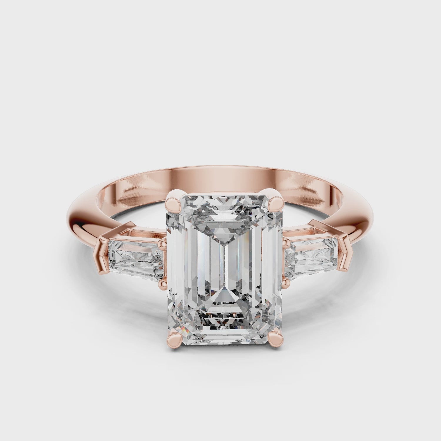 Emerald Cut Brilliant Moissanite Diamond VVS1 Eternity Engagement Ring