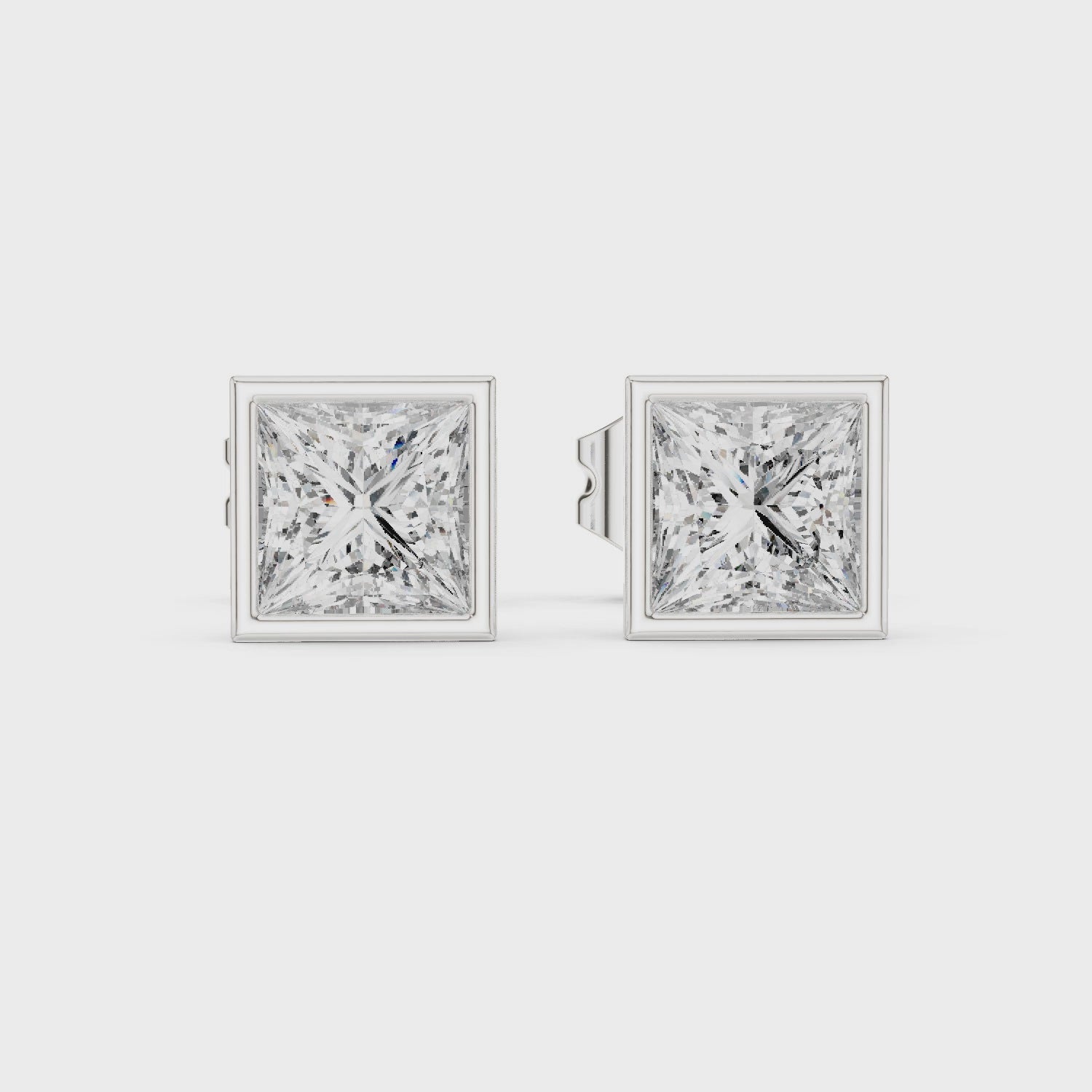 Yellow Gold Princess Cut Moissanite Stud Earrings – Bold Square Sparkle