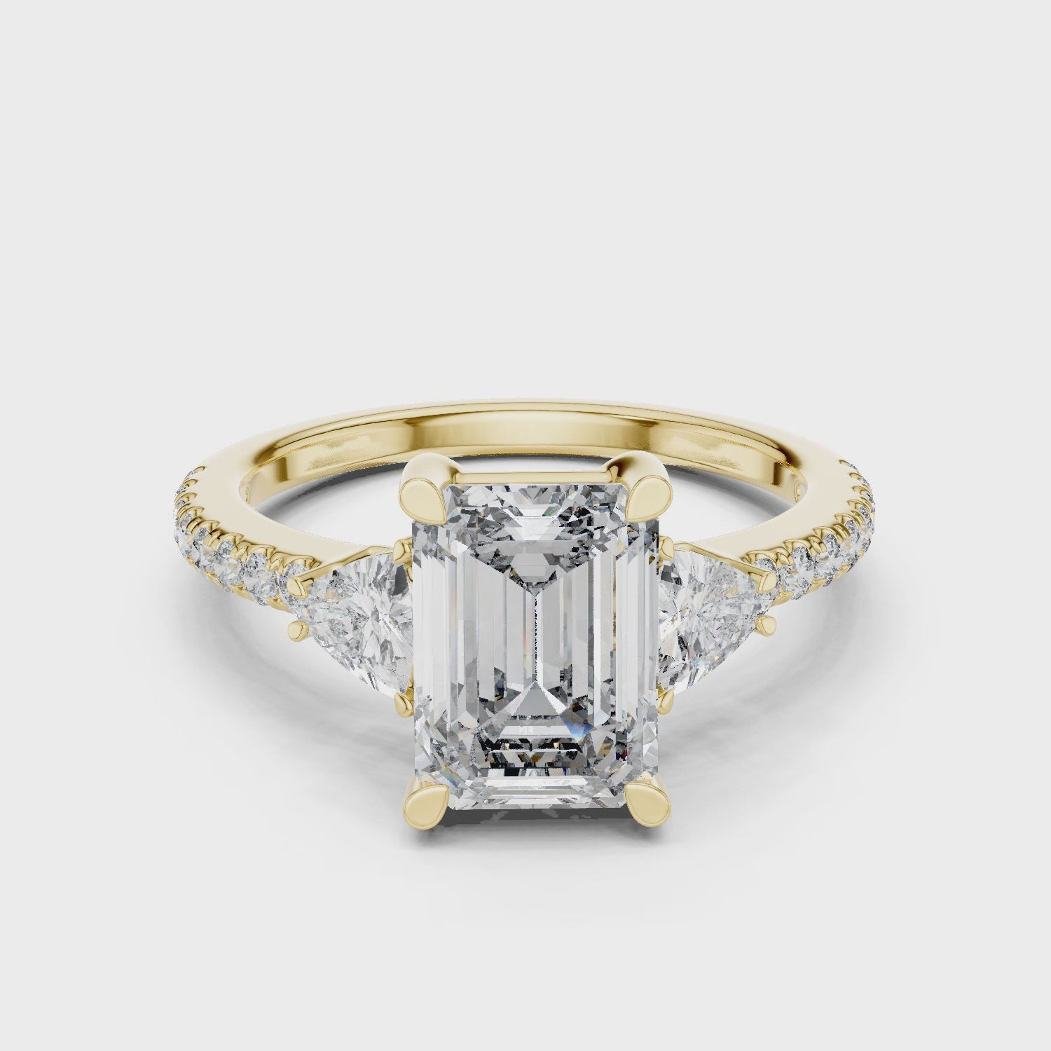 Emerald Cut Brilliant Moissanite Diamond VVS1 Eternity Engagement Ring