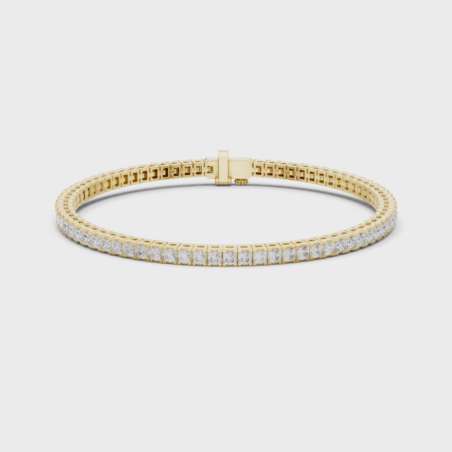 Rose Gold Princess-Cut Moissanite Tennis Bracelet – Sleek Square Diamond Elegance