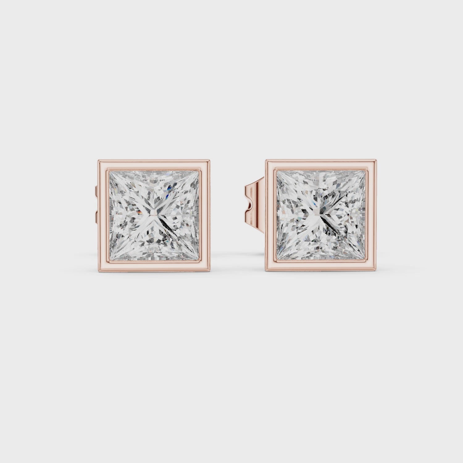 Yellow Gold Princess Cut Moissanite Stud Earrings – Bold Square Sparkle