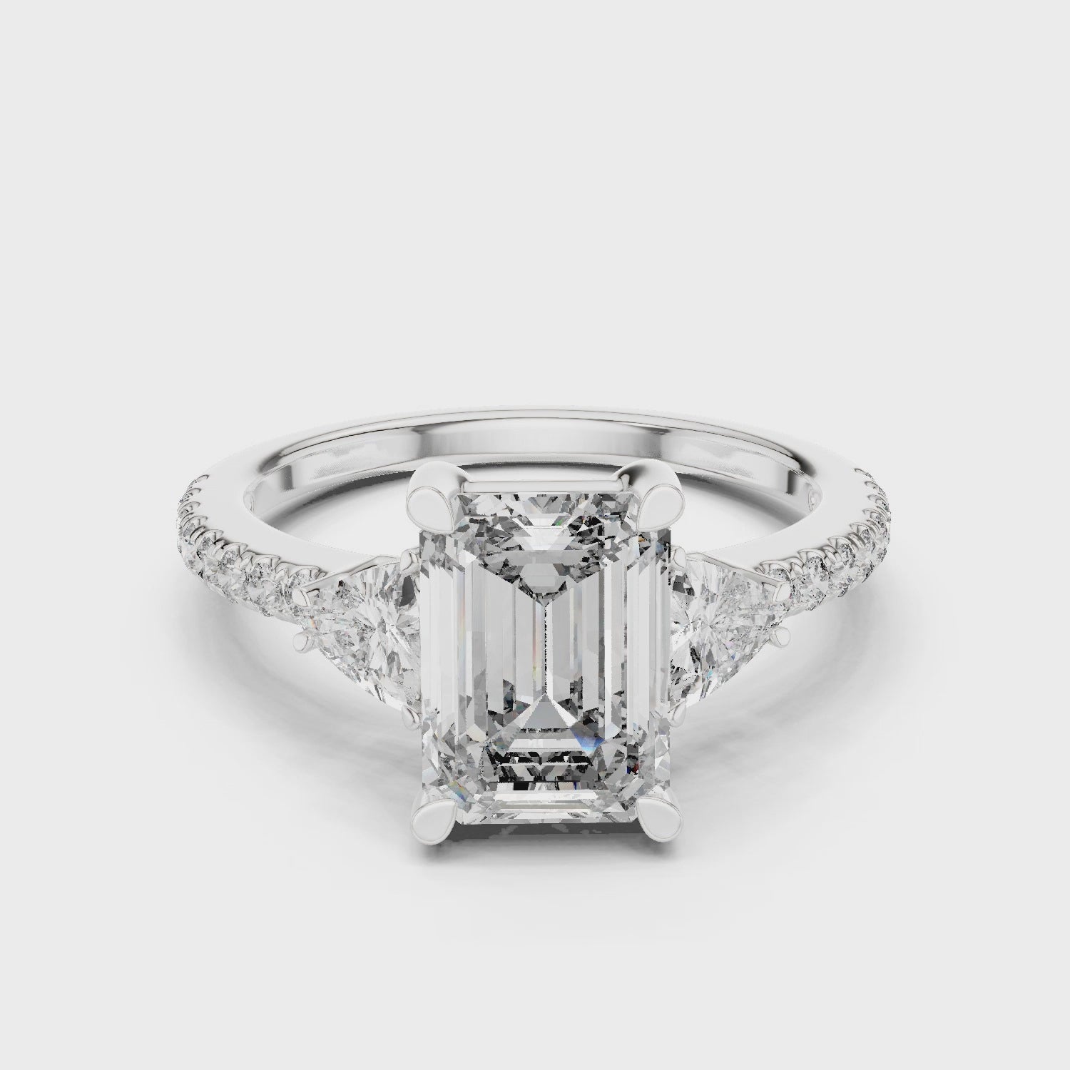 Emerald Cut Brilliant Moissanite Diamond VVS1 Eternity Engagement Ring