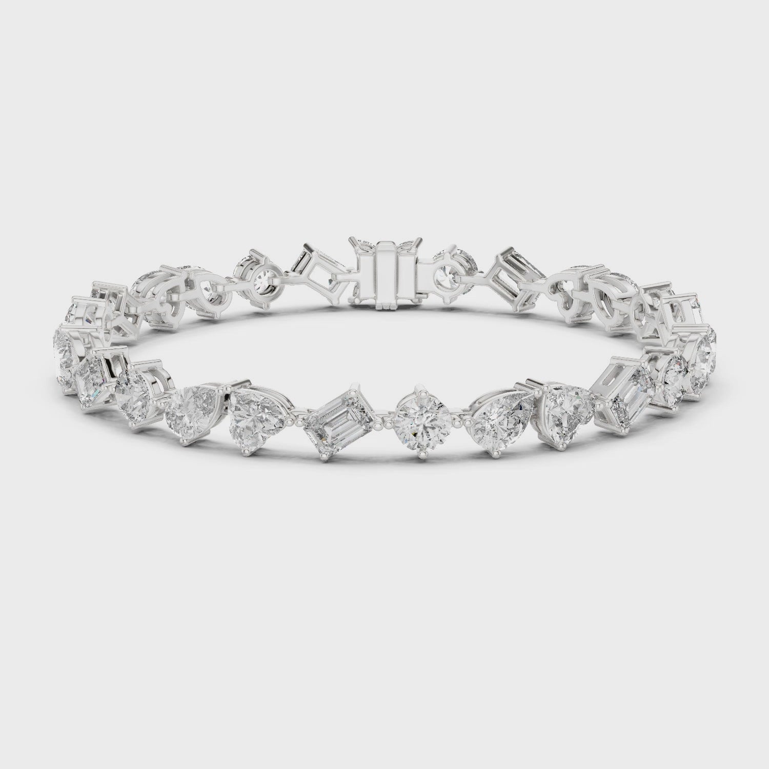 Rose Gold Multi-Cut Moissanite Tennis Bracelet Luxe Mixed Shape Diamond Sparkle