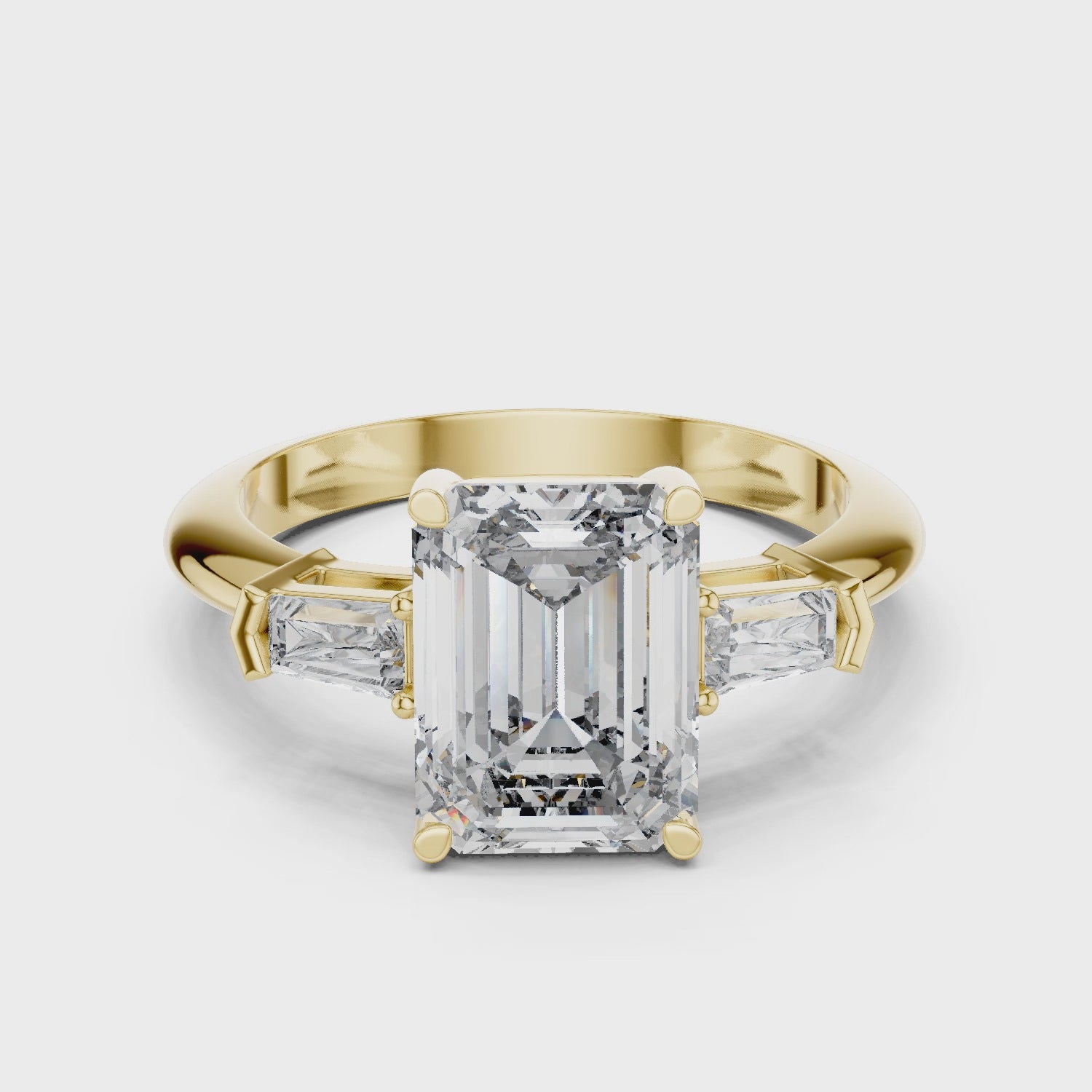 Emerald Cut Brilliant Moissanite Diamond VVS1 Eternity Engagement Ring