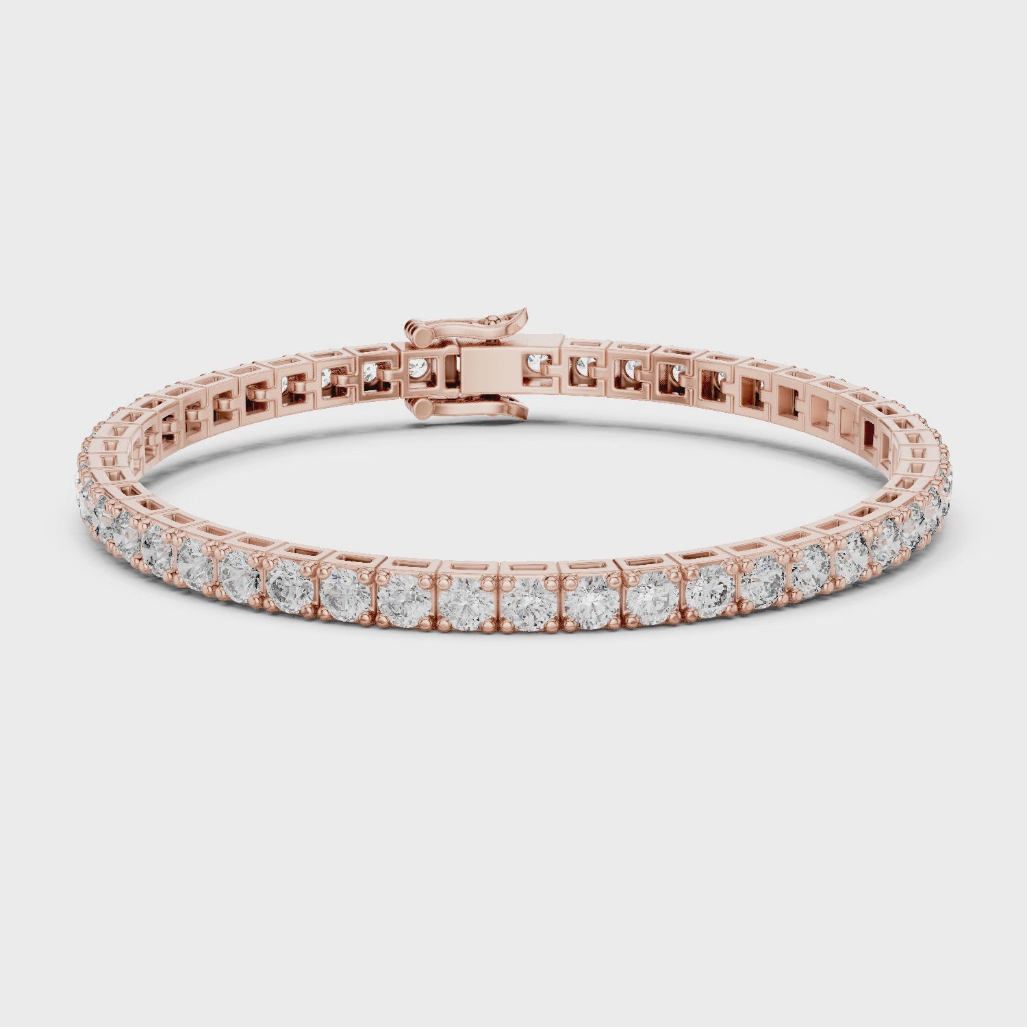 Rose Gold Slim Moissanite Tennis Bracelet – Minimal Round-Cut Diamond Shine